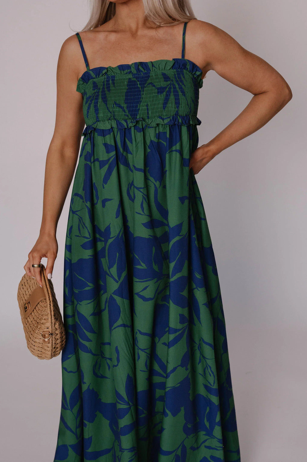 Coraline Floral Maxi Dress-Green/Blue