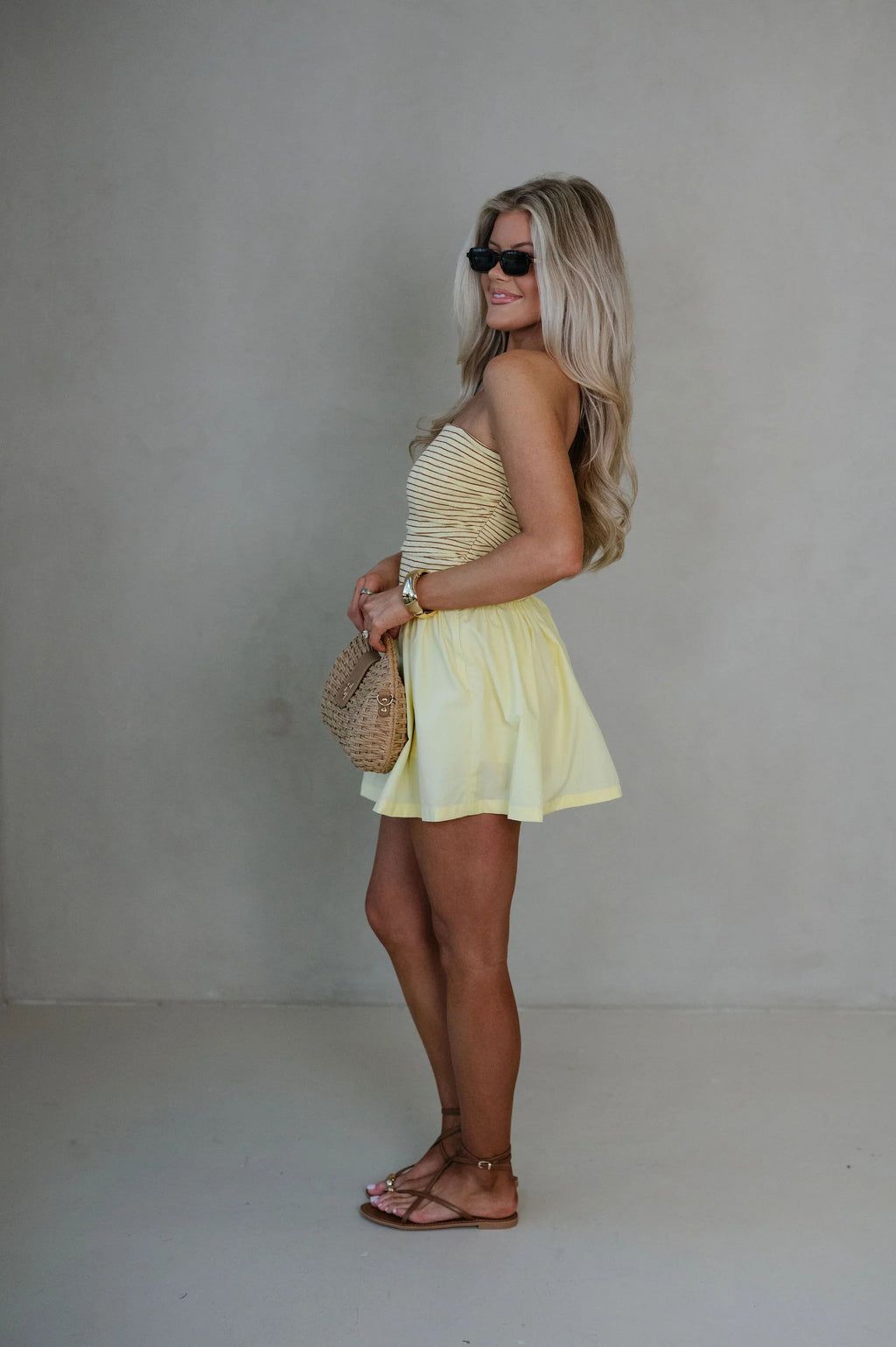Charleston Mini Dress-Yellow