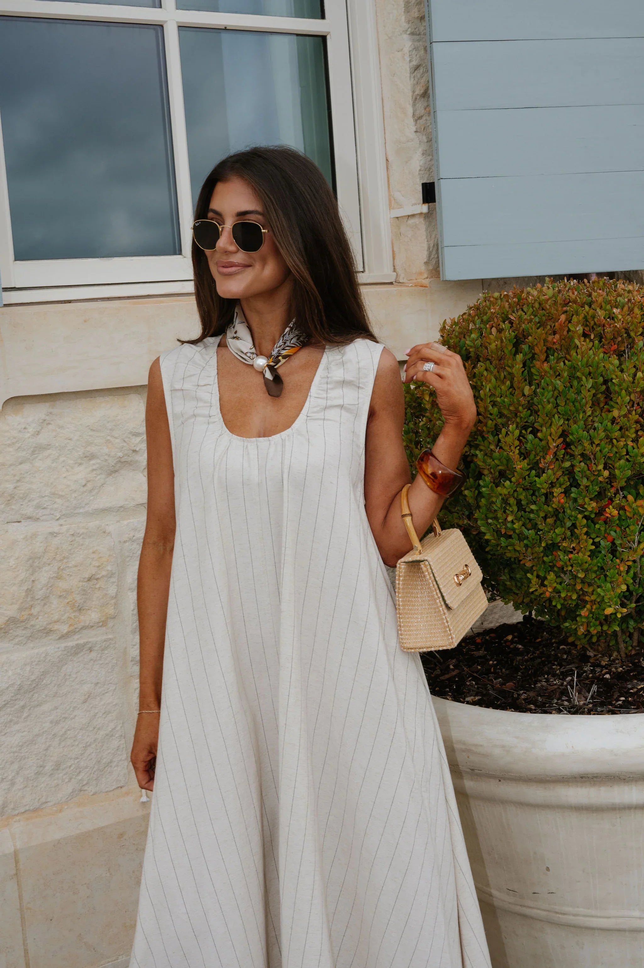Clare Striped Maxi Dress-Natural/Black