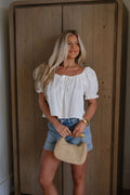 Megan Puff Sleeve Top-White