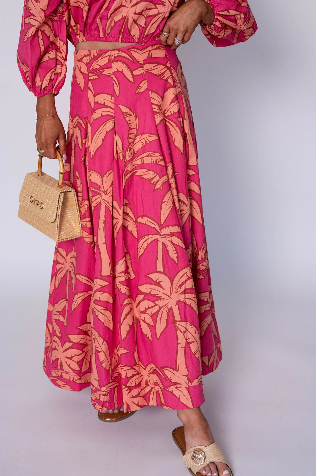 Kailani OTS Floral Skirt Set-Pink