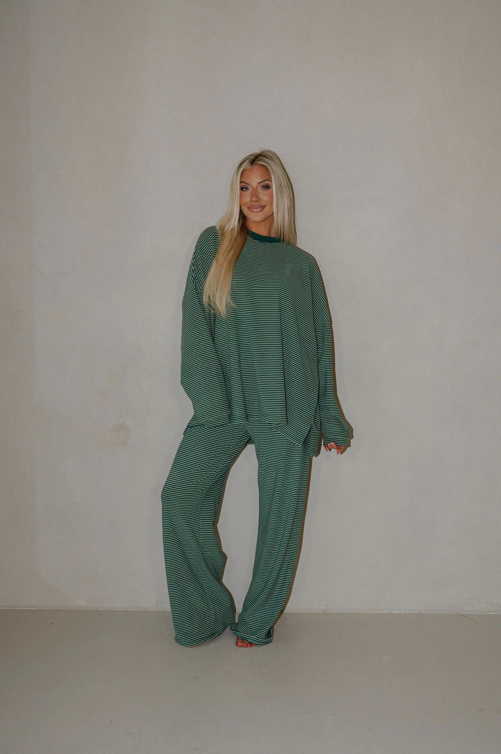 Nelly Striped Pants-Green