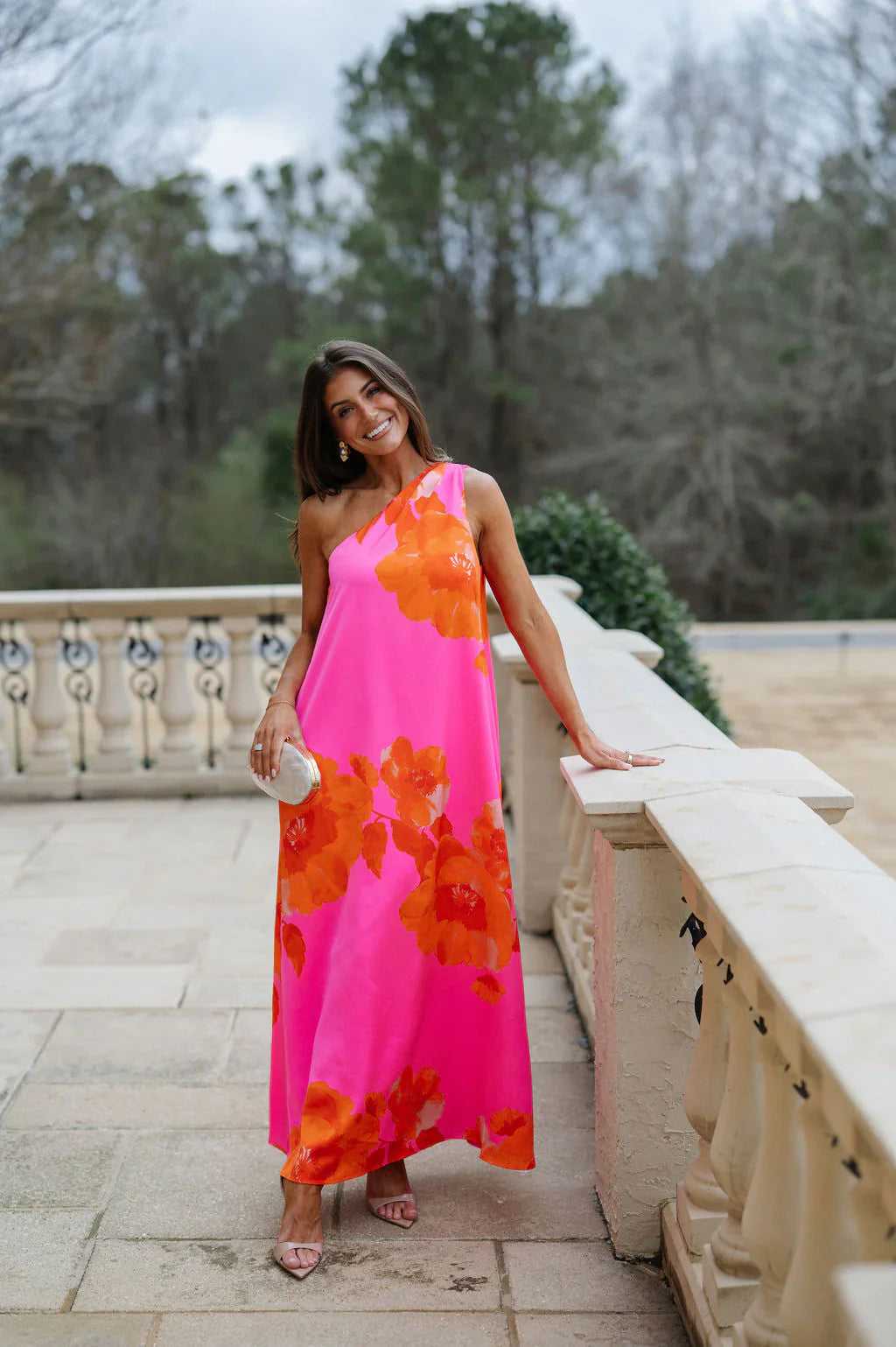 Glena Floral Maxi Dress-Pink/Orange