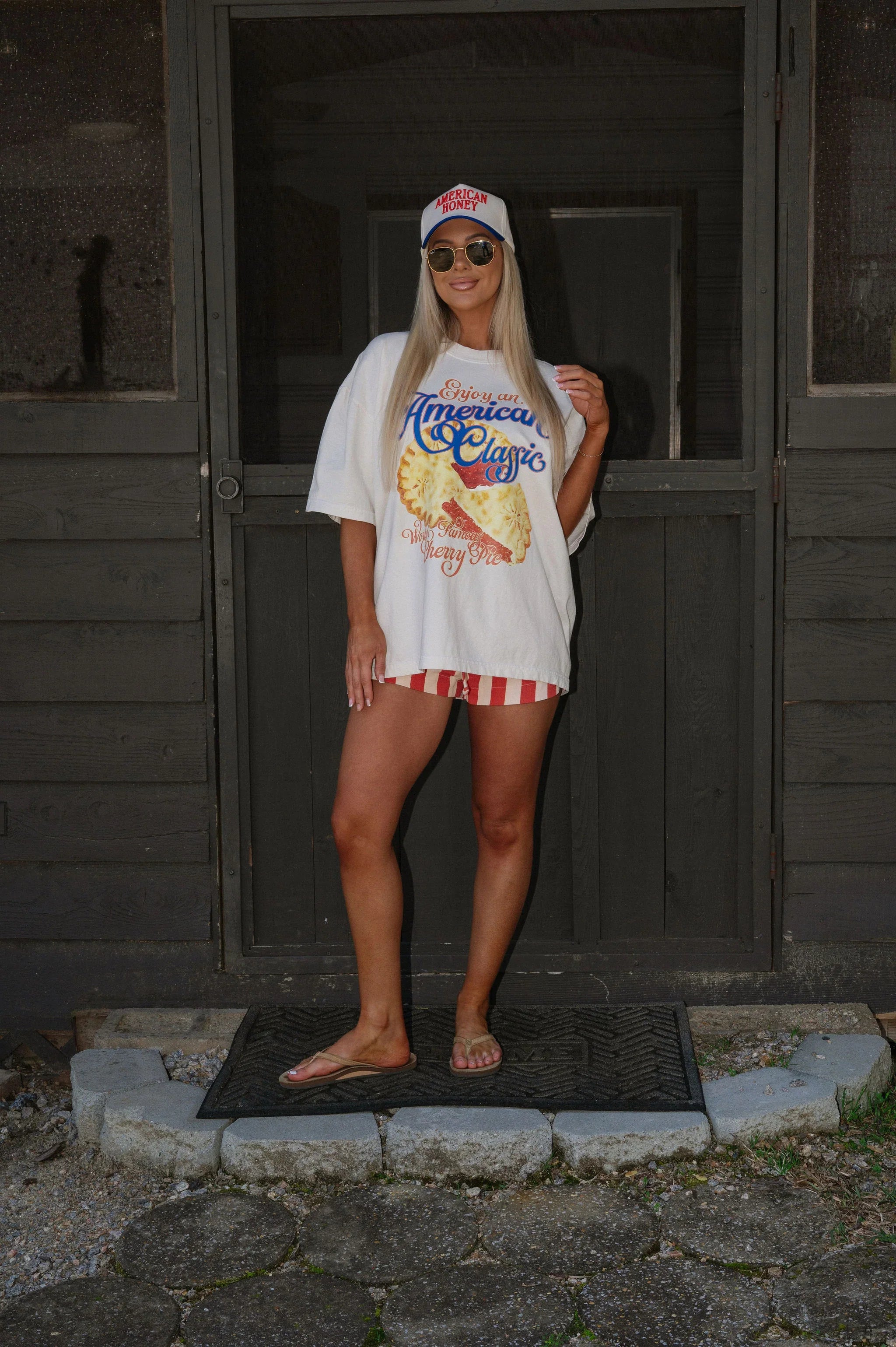 Moroney Striped Shorts-Natural/Red