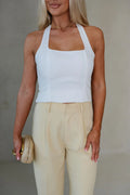 Cara Tailored Halter Top-White