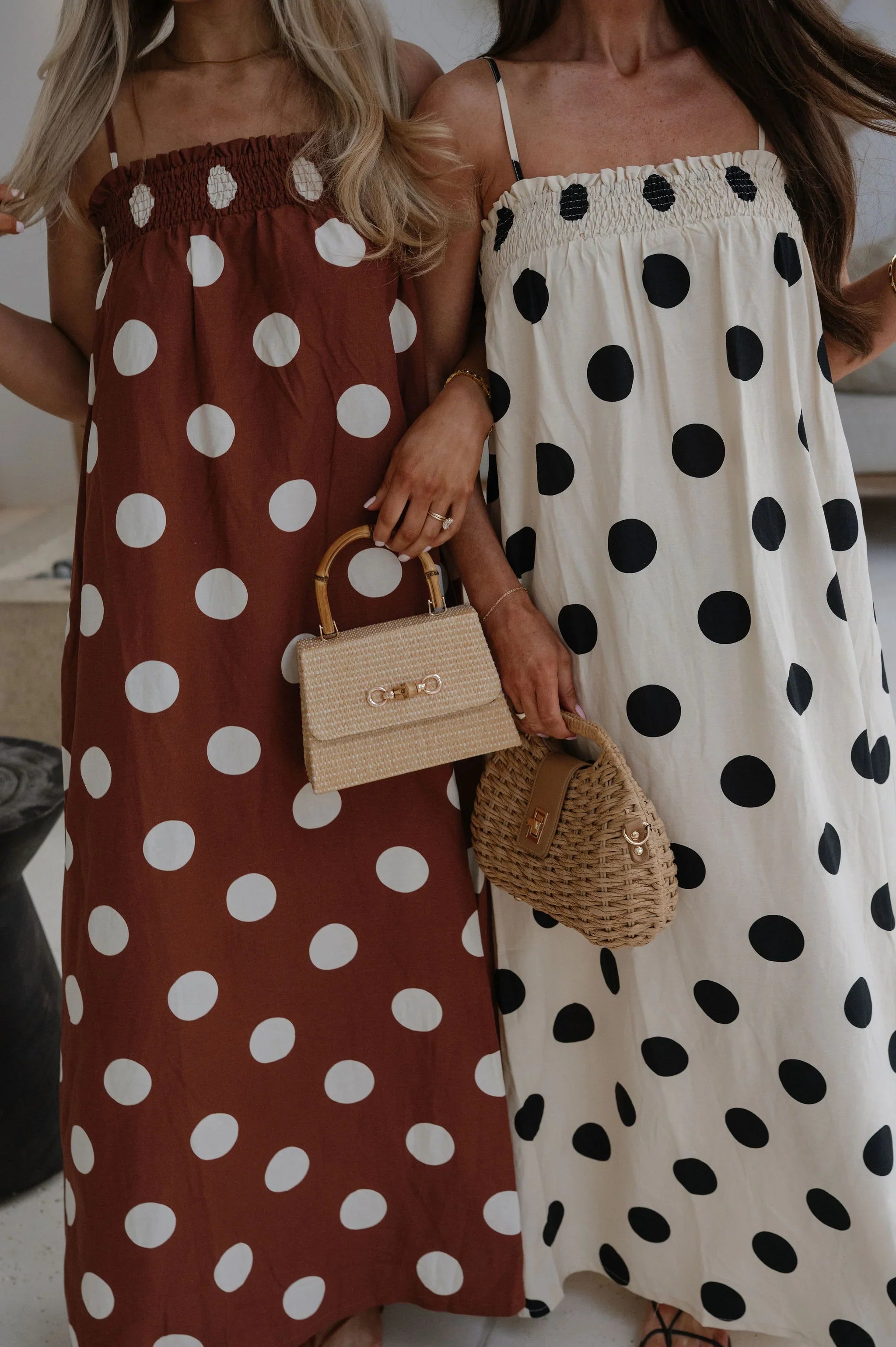 Miley Polka Dot Maxi Dress-Brown