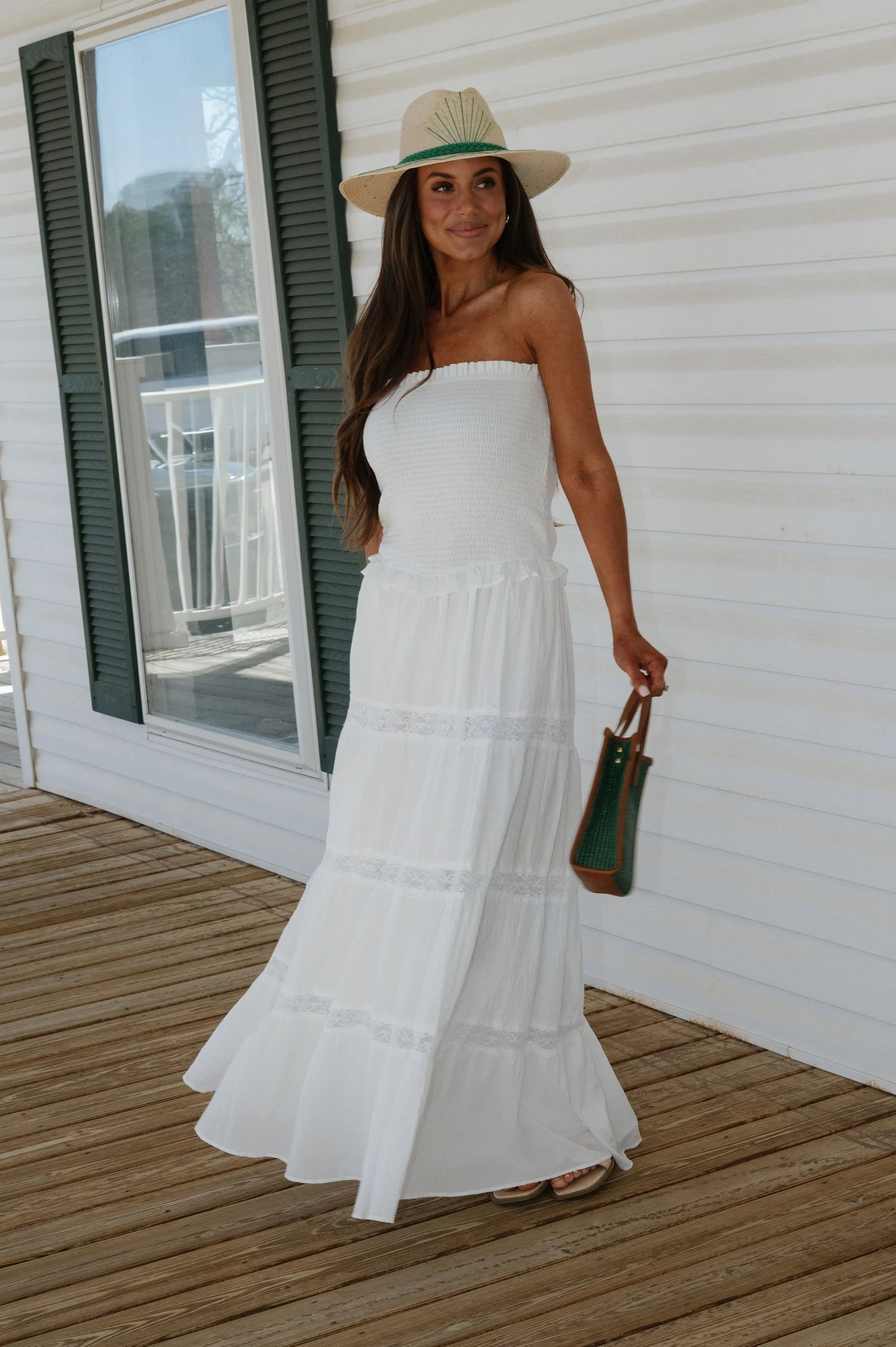 Stone Maxi Dress-White