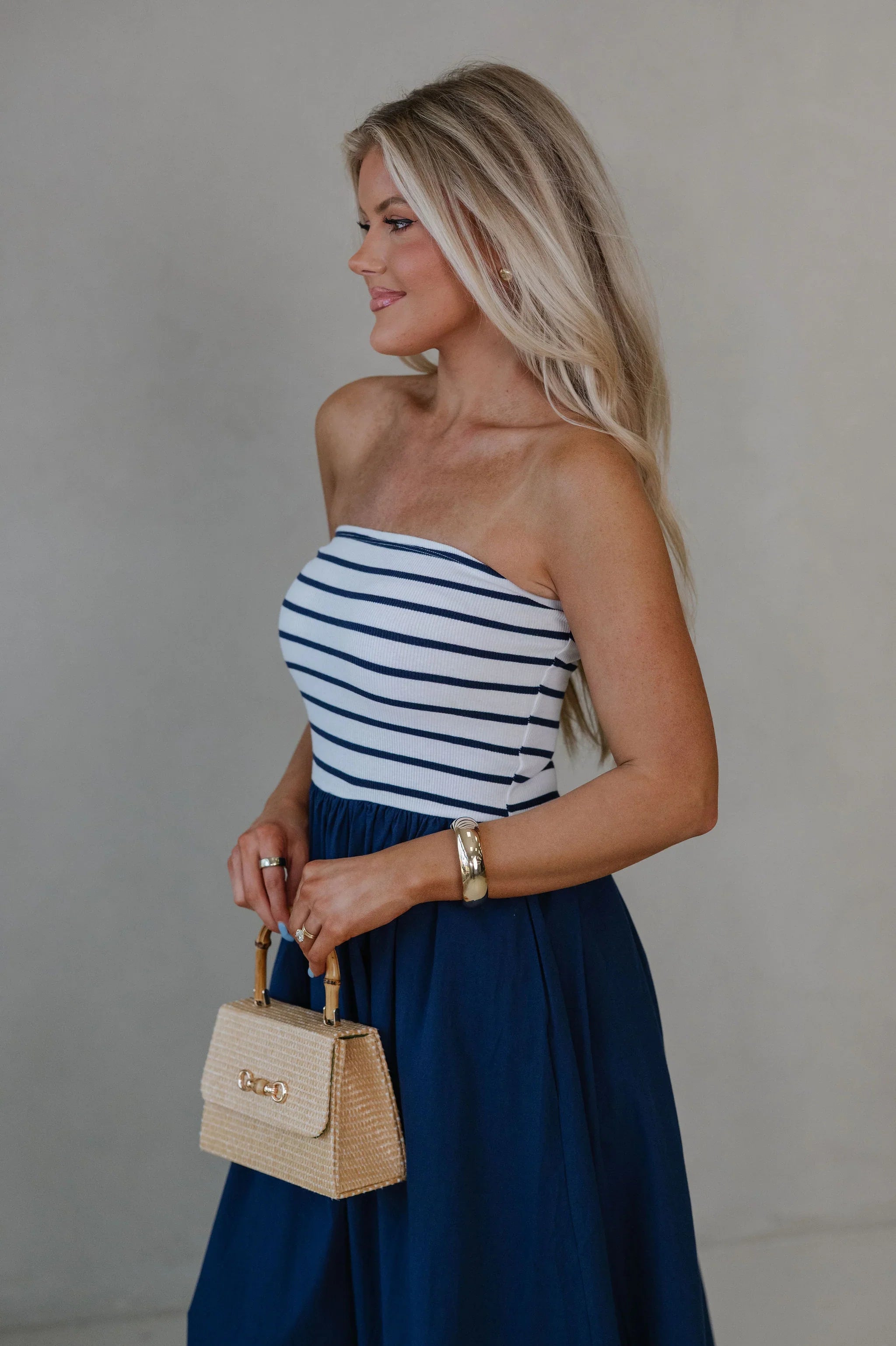 Pennie Flowy Midi Dress-Navy