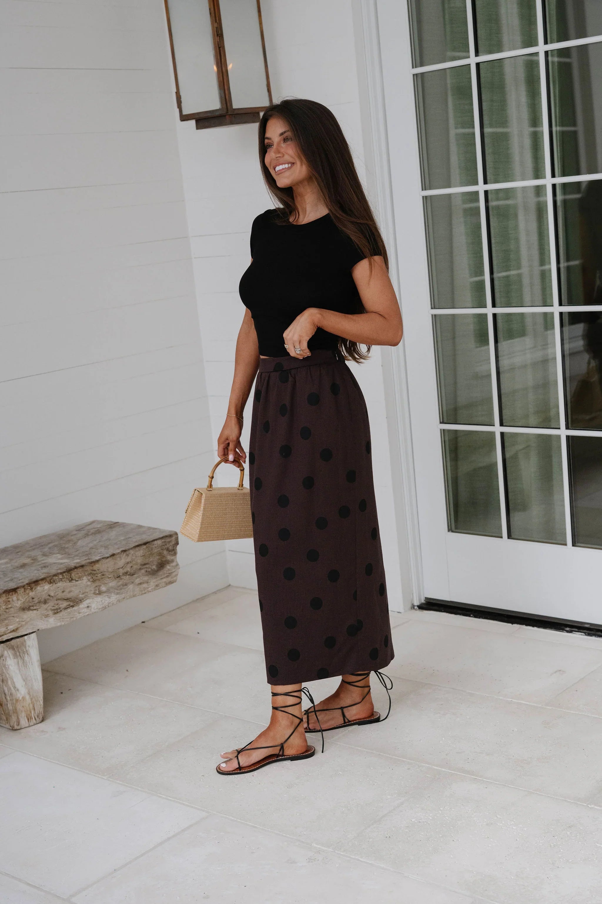 Linen Midi Polka Dot Skirt