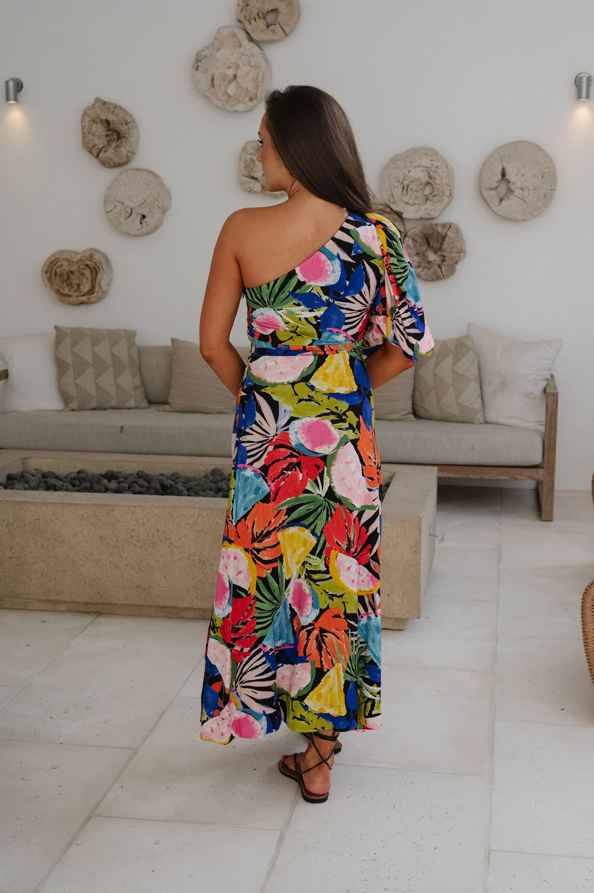Resort Floral Maxi Dress-Black Multi