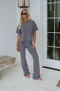 Dylan Striped Pants Set-Dusty Blue