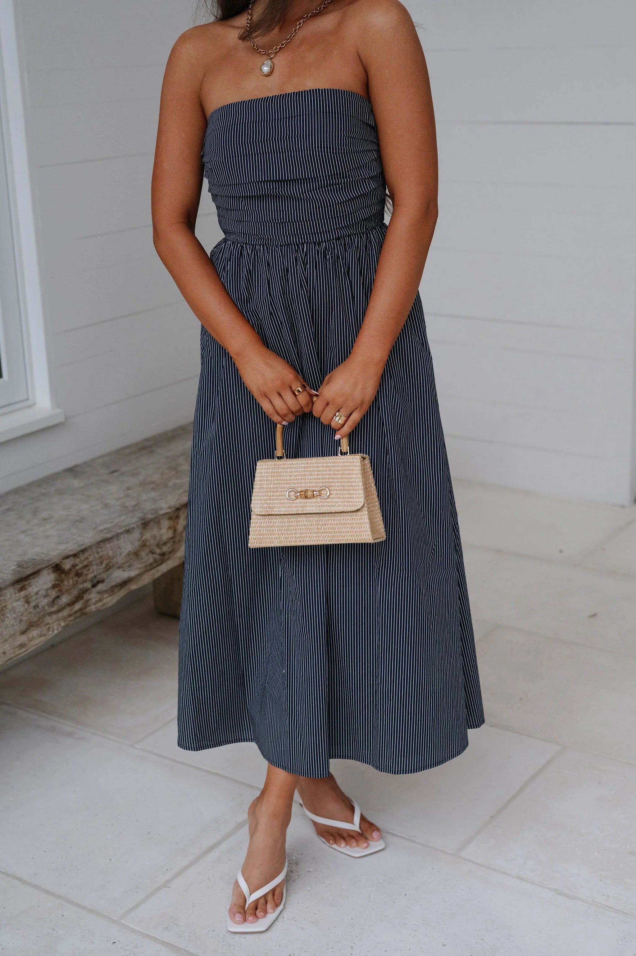 Gwen Midi Dress-Navy