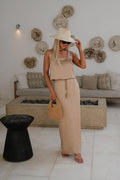 Satin Maxi Skirt Set-Bronze