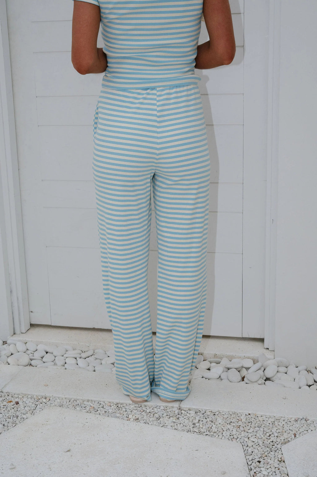 Samson Striped Pants Set-Sky Blue