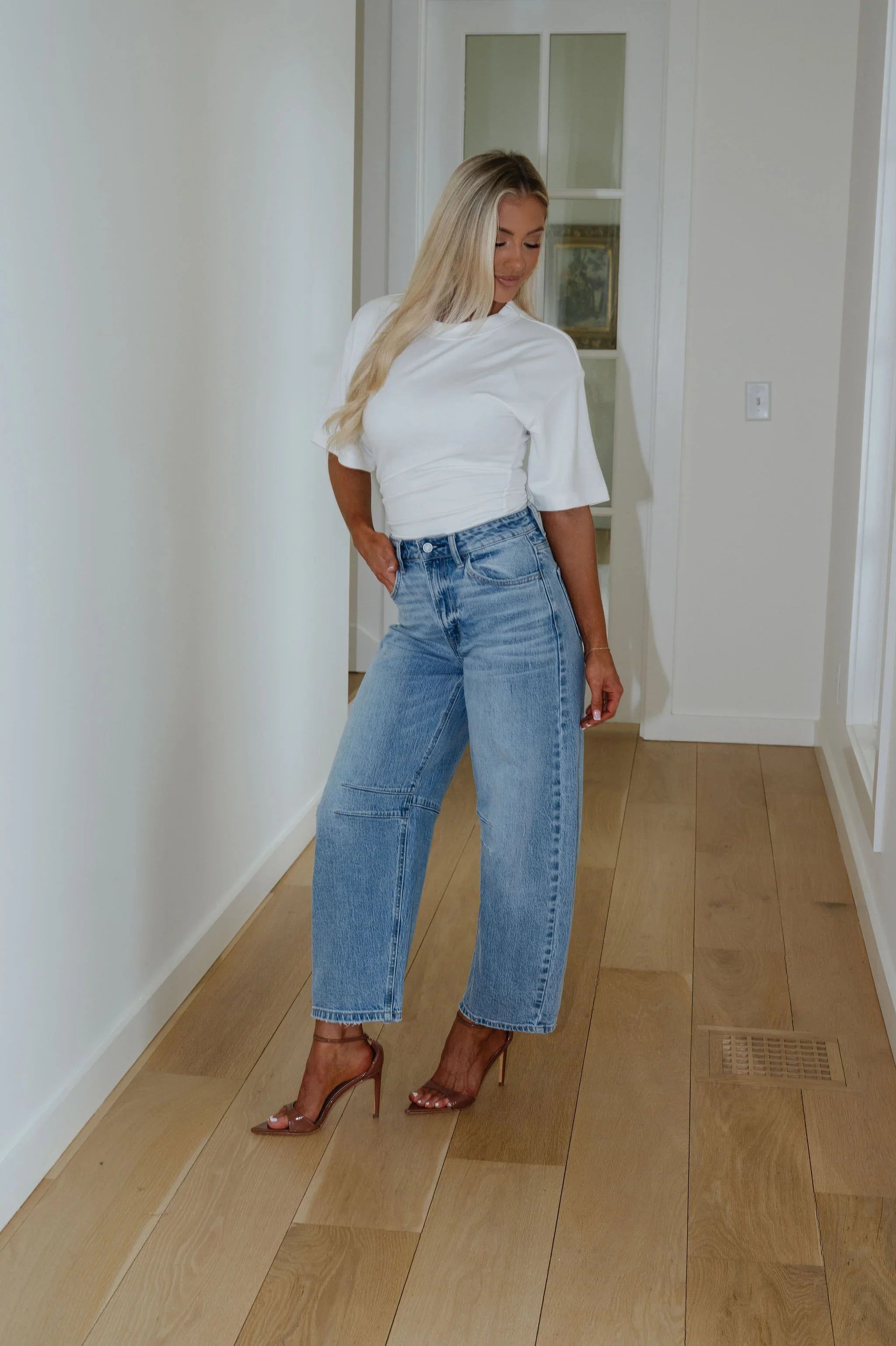 Elevated Basic Ruched Top-Off White