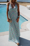 Crochet Braid Maxi Dress-Aqua Multi