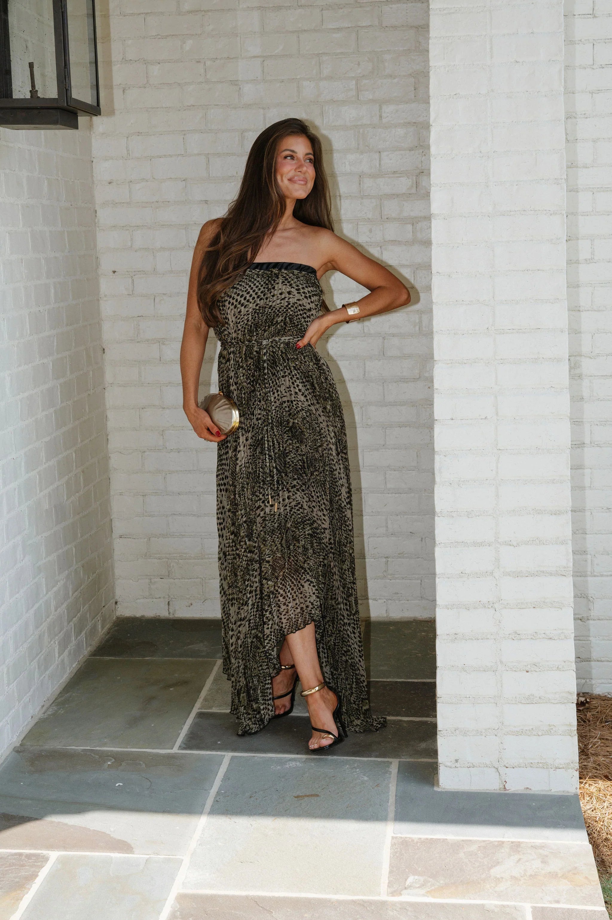 Sutton Printed Maxi Dress-Olive/Black
