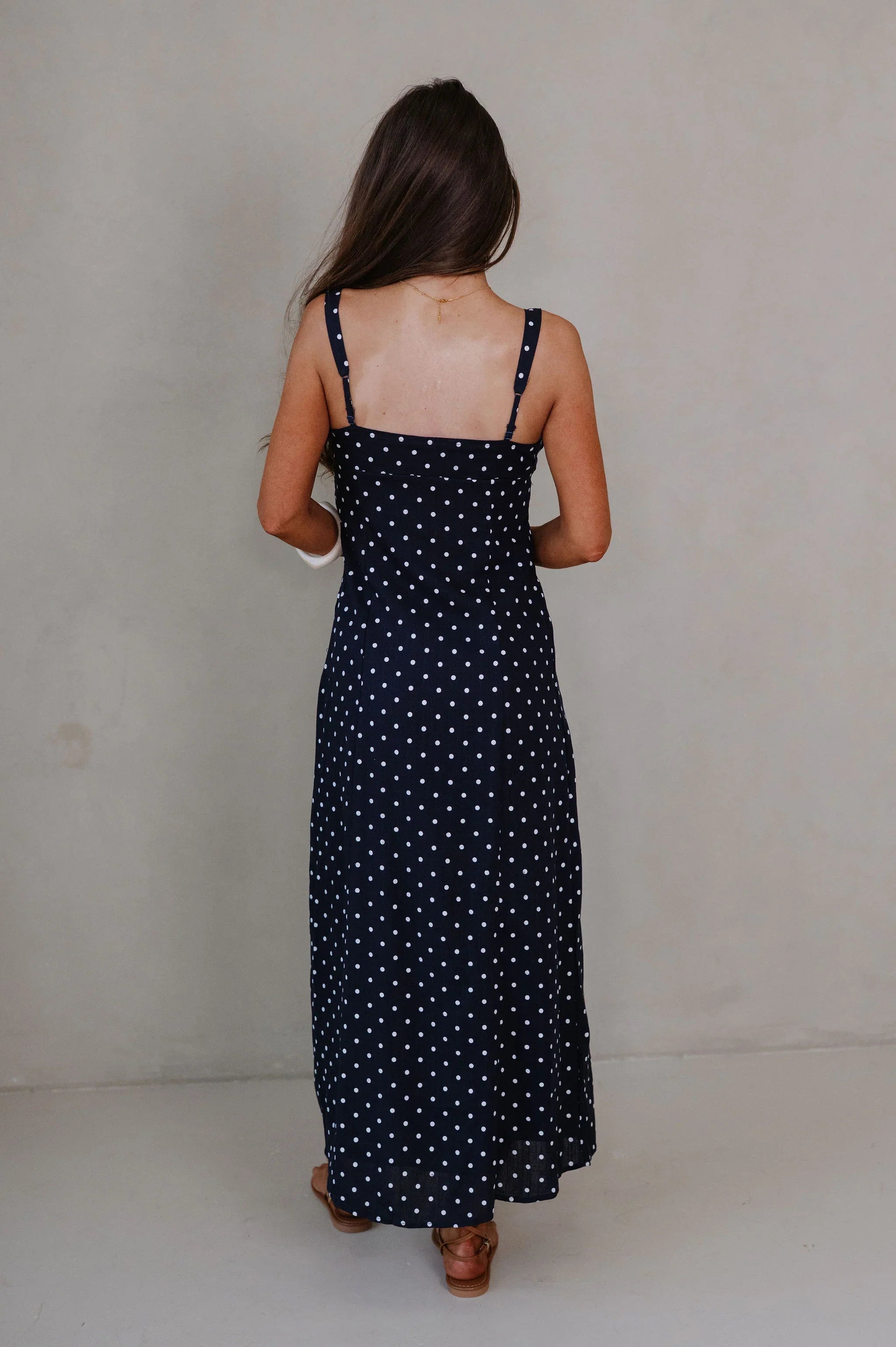 Rory Scoop Neck Midi Dress-Navy