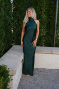 Morgan Halter Maxi Dress-Hunter Green