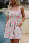 Venice Floral Mini Dress-Green