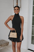 Abigail Polka Dot Mini Dress-Black