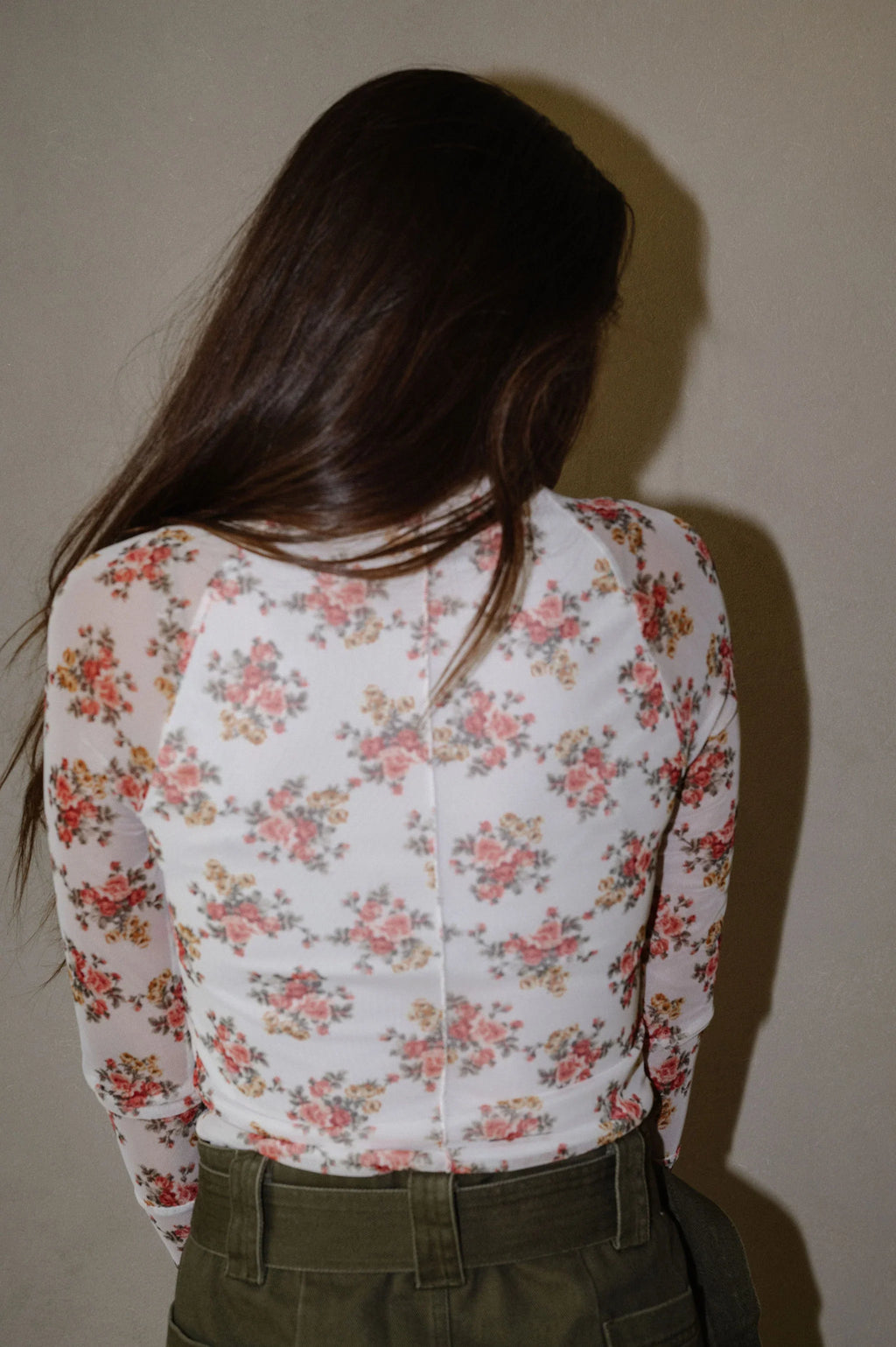Ivory Floral Mesh Top