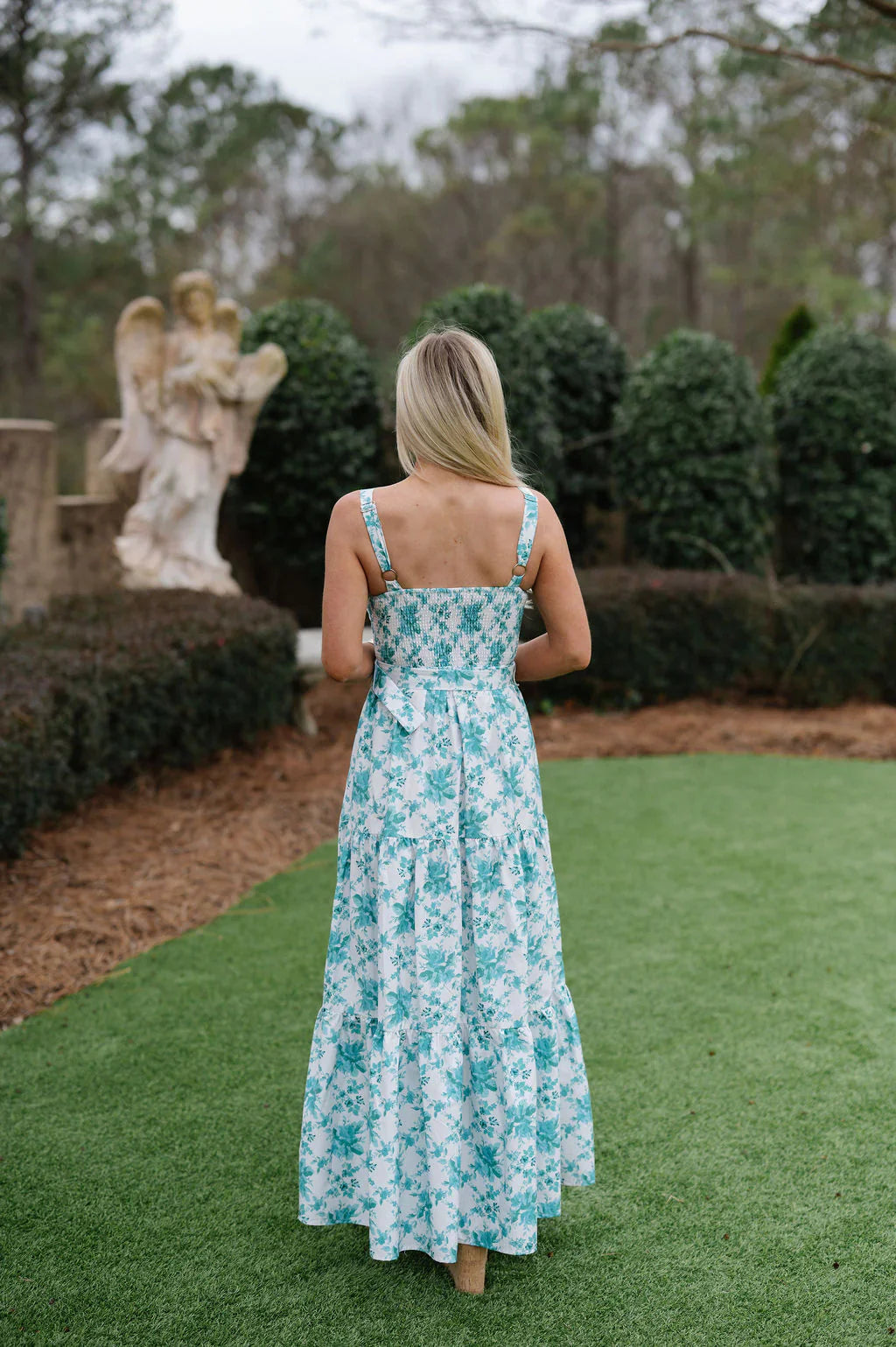 Mollie Tiered Maxi Dress-Off White/Jade