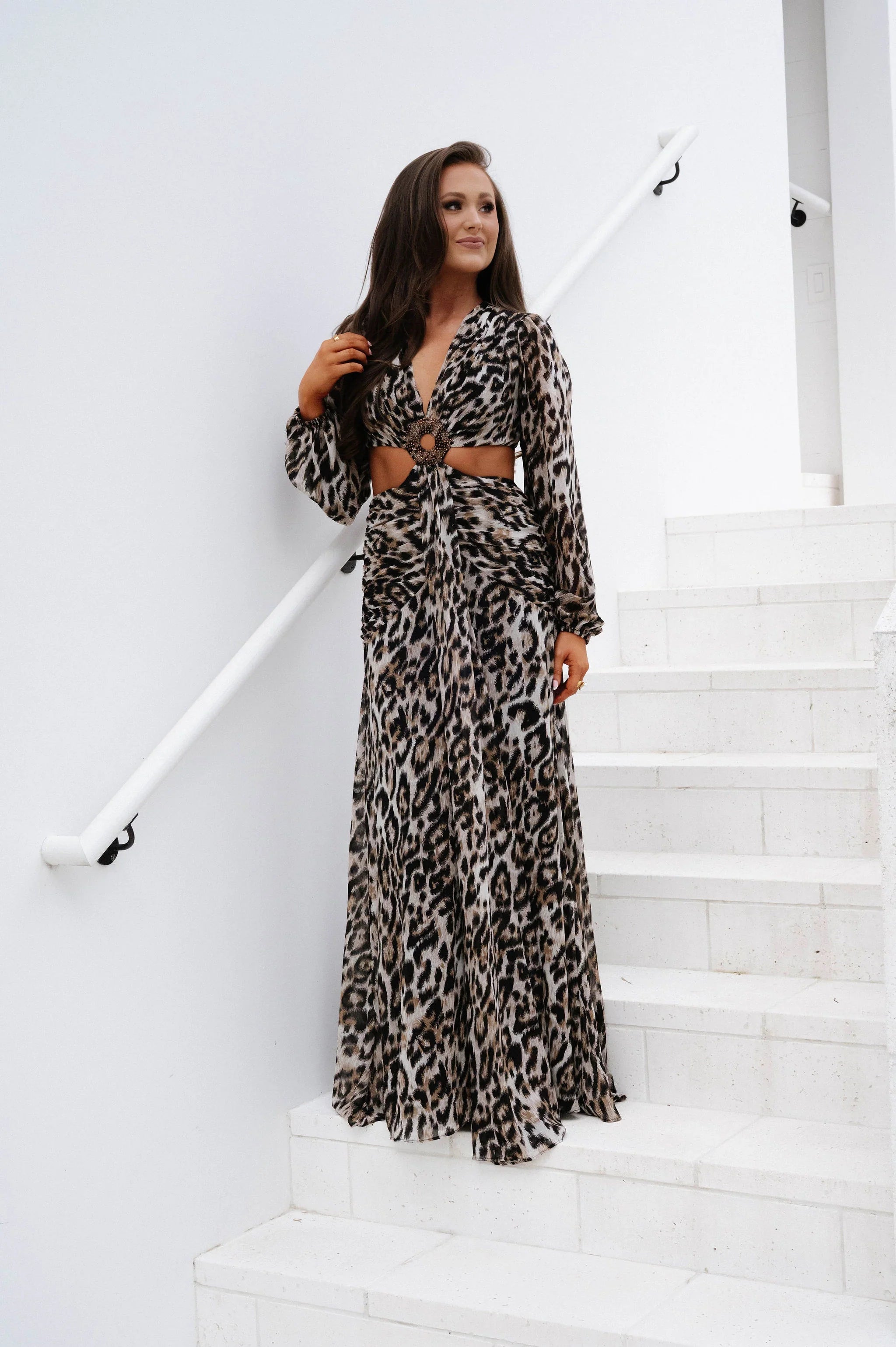 Leopard Studded Maxi Dress