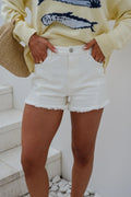 Helen High Rise Shorts-Off White