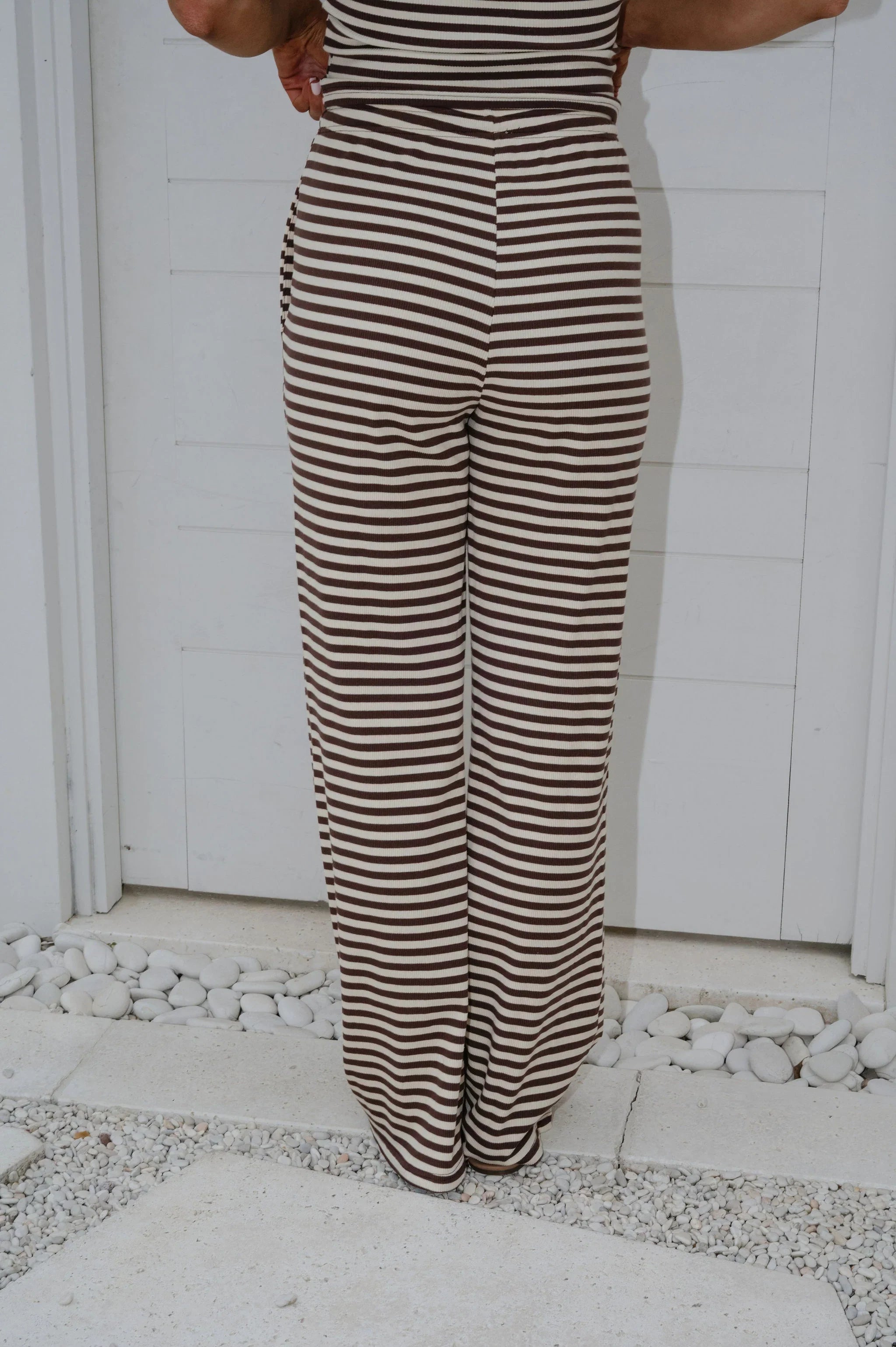 Samson Striped Pants Set-Chocolate