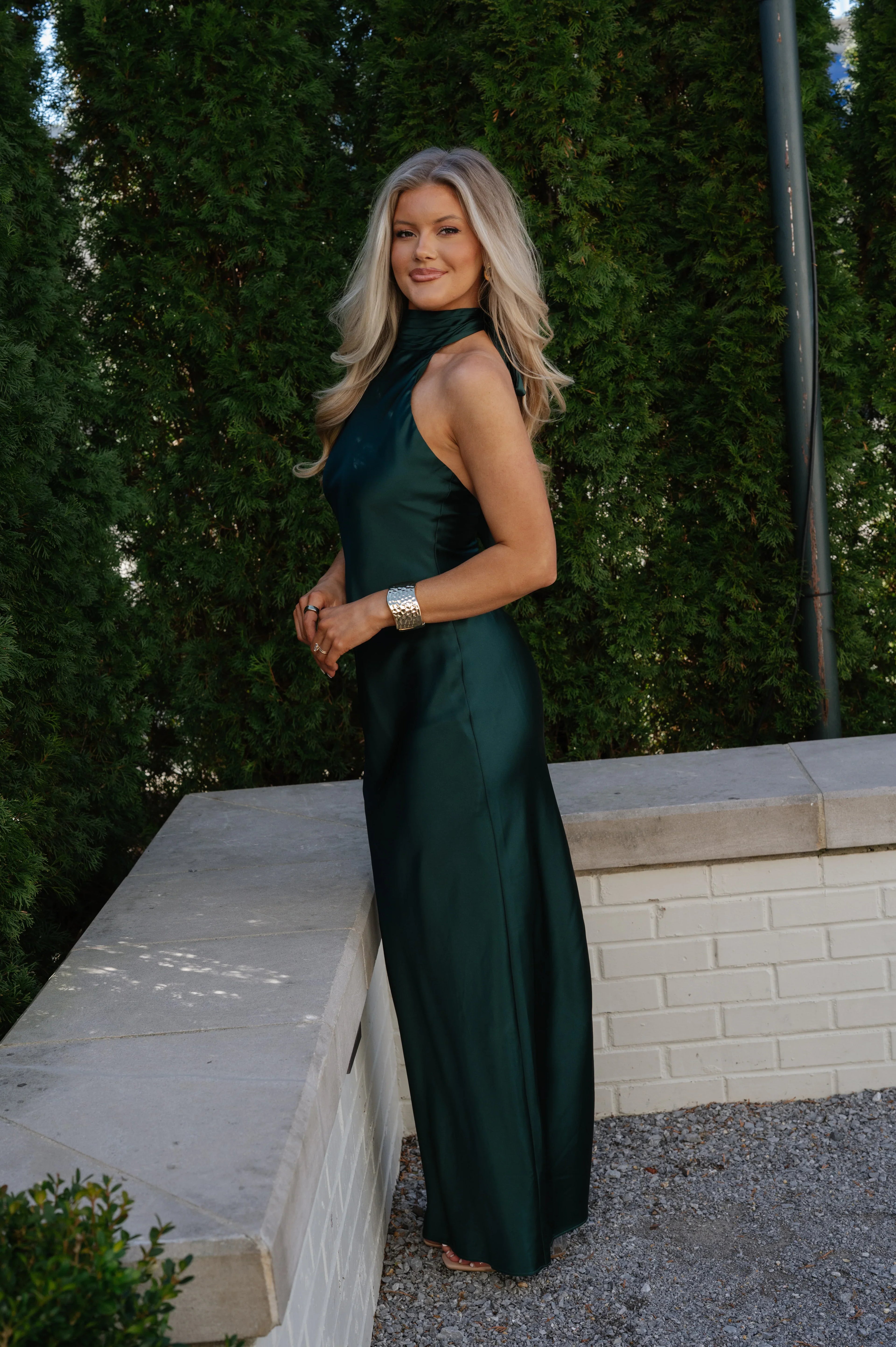 Morgan Halter Maxi Dress-Hunter Green
