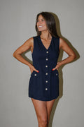 PETITE// Parks Suit Mini Dress-Dark Navy