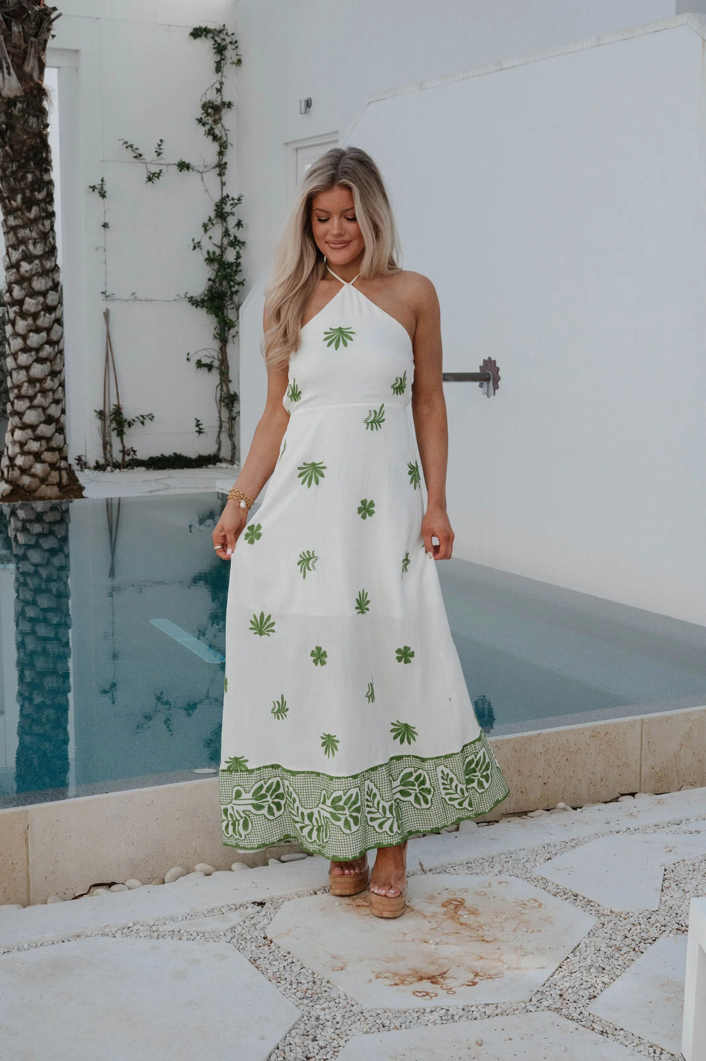 Kenneth Halter Maxi Dress-Olive
