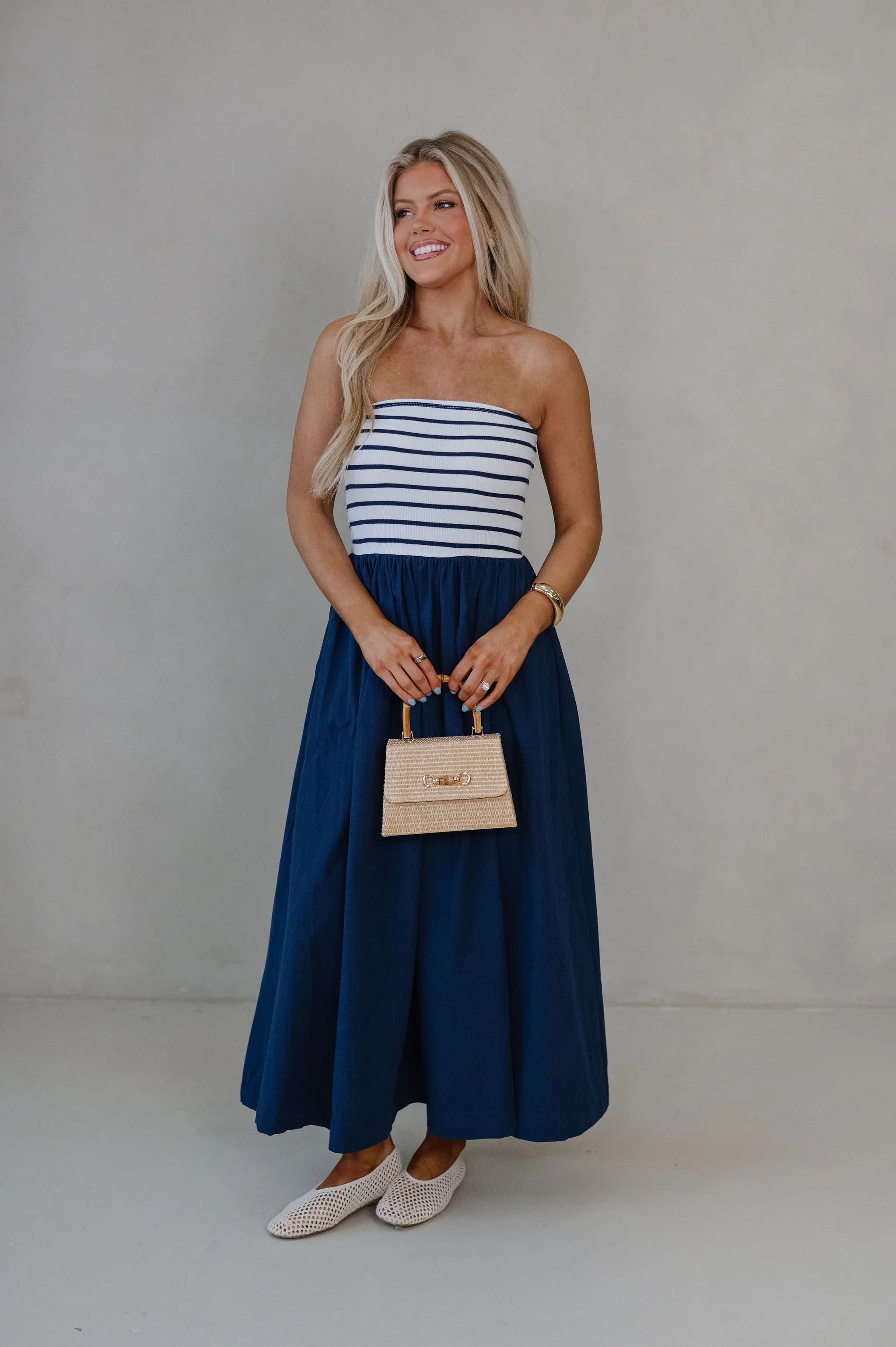 Pennie Flowy Midi Dress-Navy