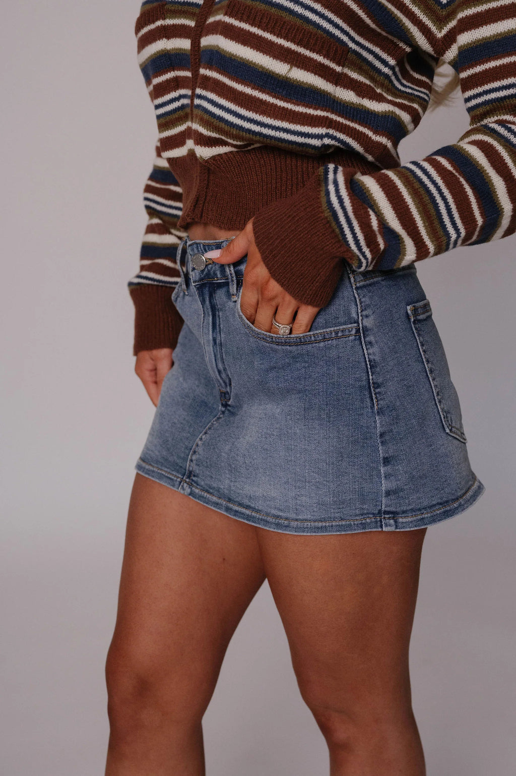 Finley Denim Skort-Medium Wash