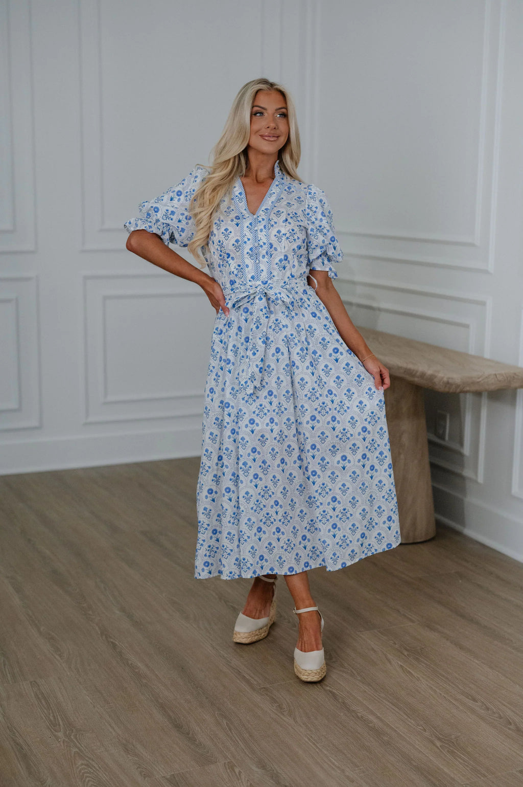 Walker Midi Dress-Blue