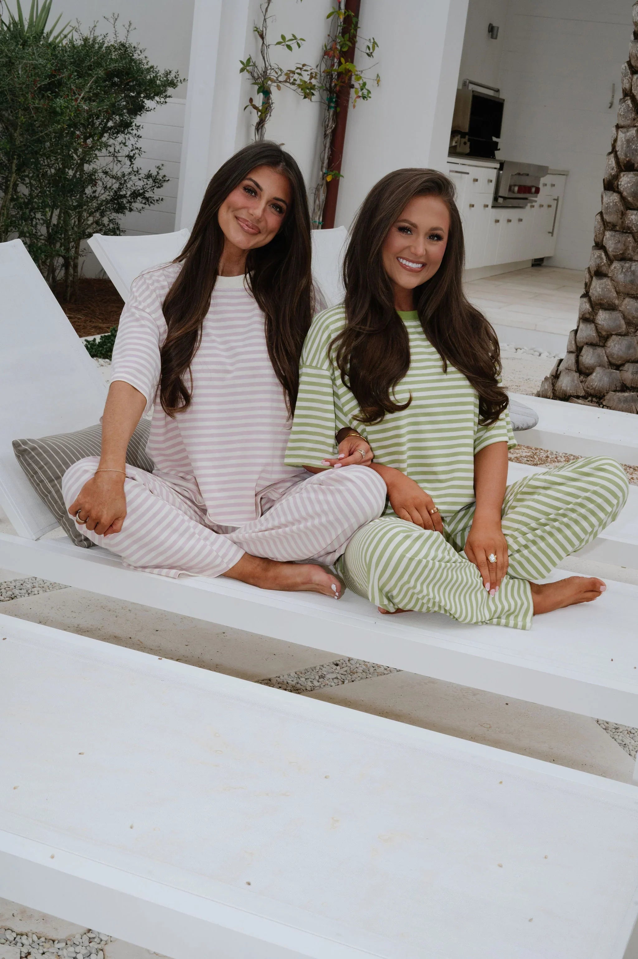 Quince Striped Pants Set-Light Lilac Pink