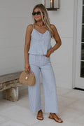 Rosemary Striped Pants Set-Light Blue