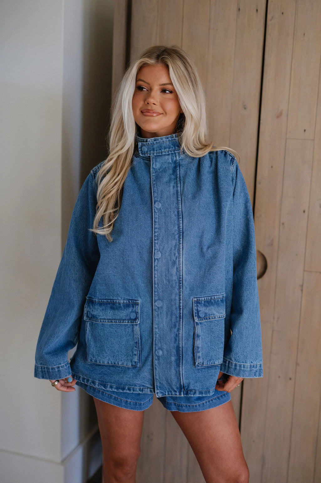 Fallon Wide Leg Shorts-Denim